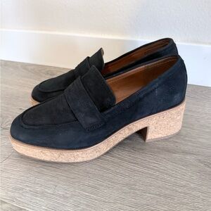 Lucky Brand Black Loafers with Cork Sole and 1.5 inch heel